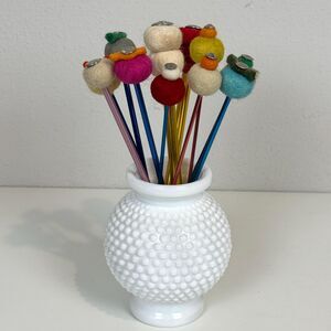 12 Handmade Felted Flower Bouquet Multicolor 10”